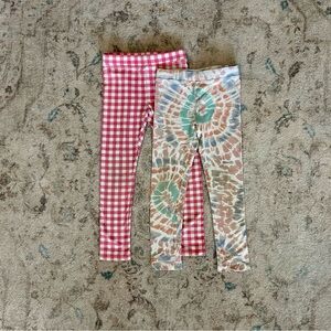 Crewcuts Pink Gingham and Multicolor Tie-Dye Leggings